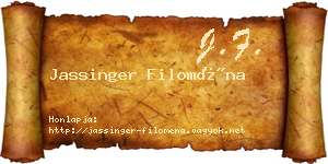 Jassinger Filoména névjegykártya